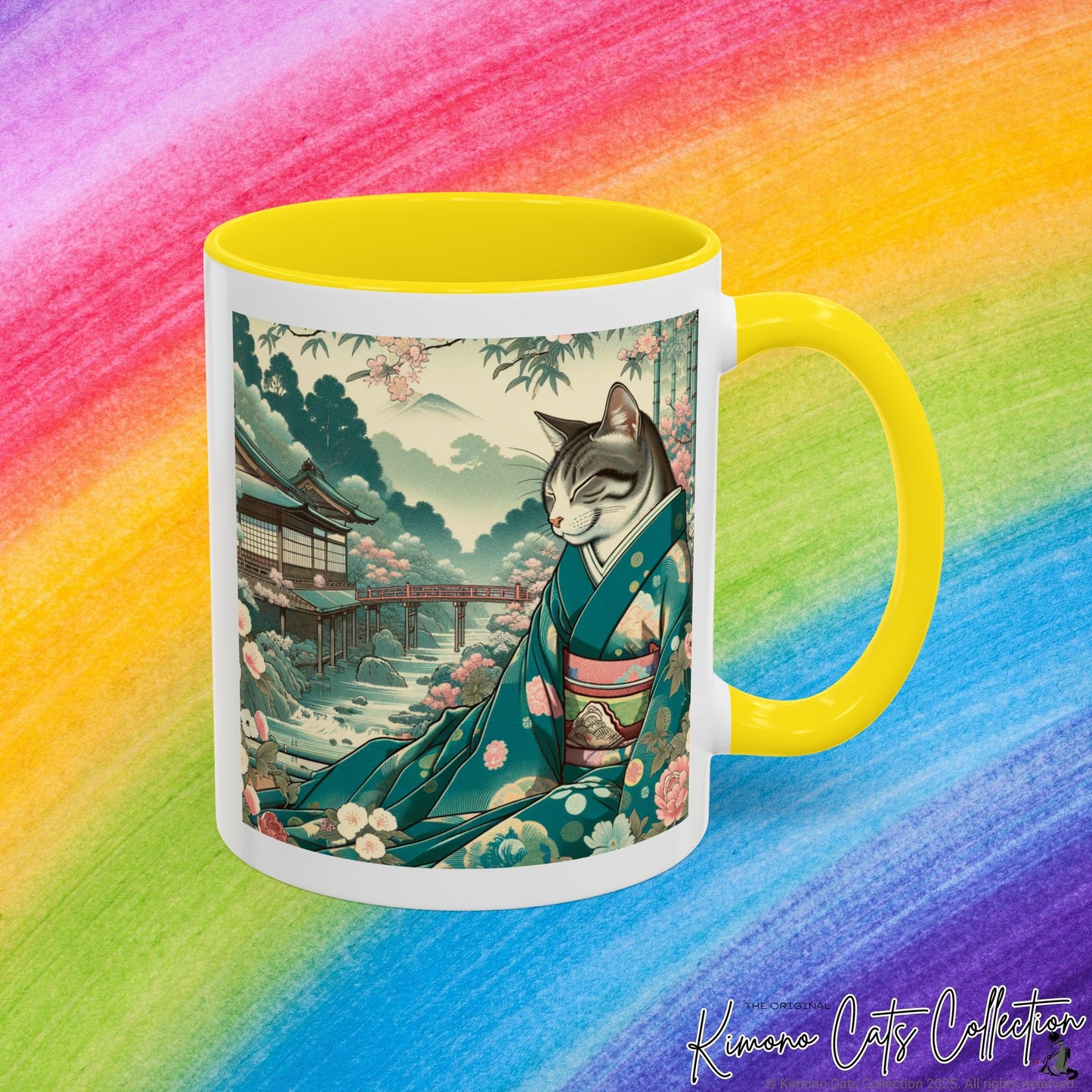 Cute Cat in Kimono - Ukiyo-e Coffee Mug, 11-15oz