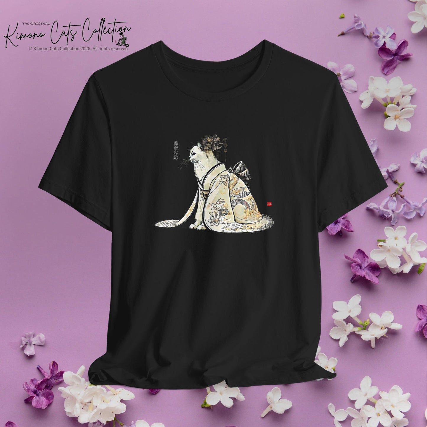 Dance of the Elegant Cat | Kimono Cat Art Tee