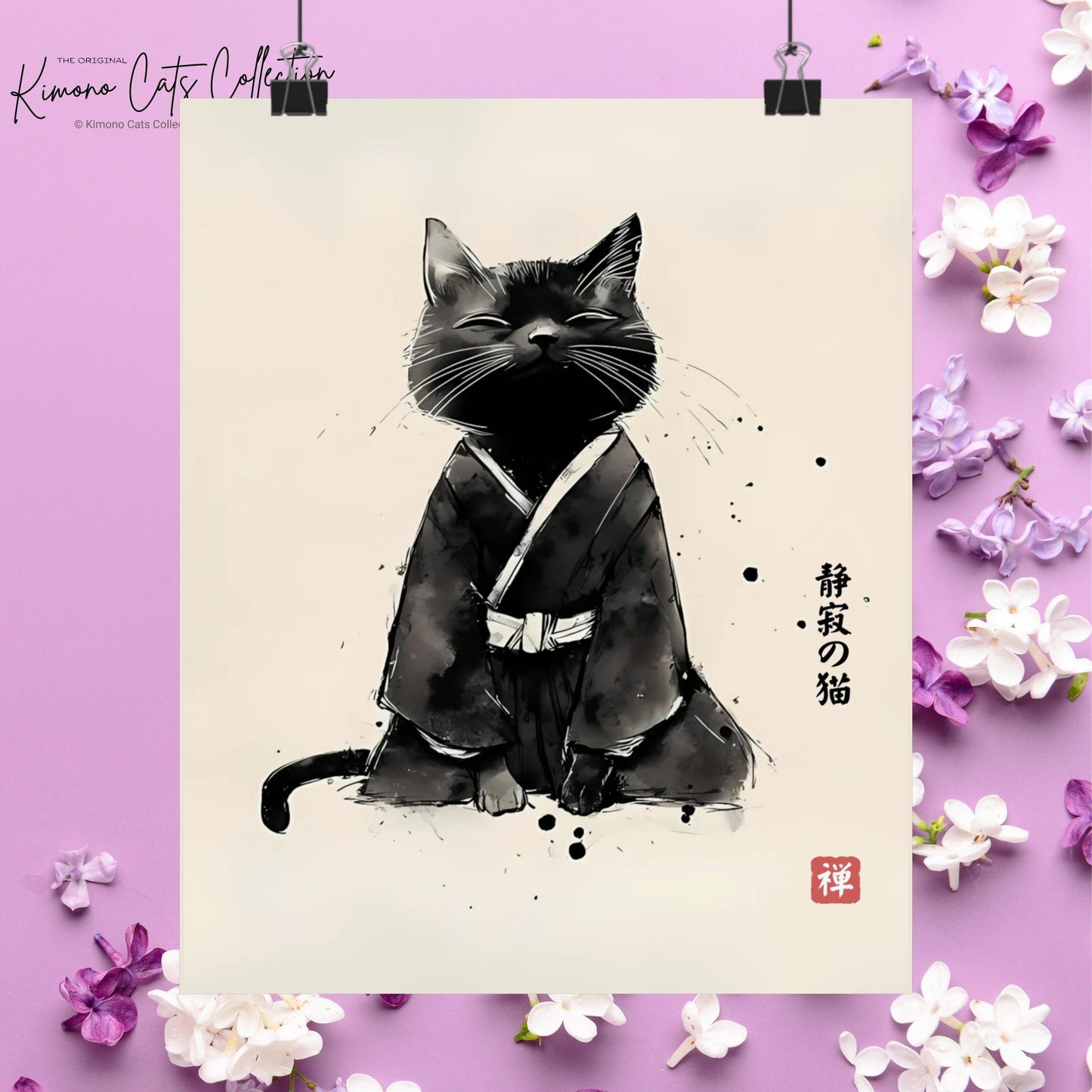 The Cat of Stillness – 静寂の猫 | Zen Sumi-e Wall Art Print