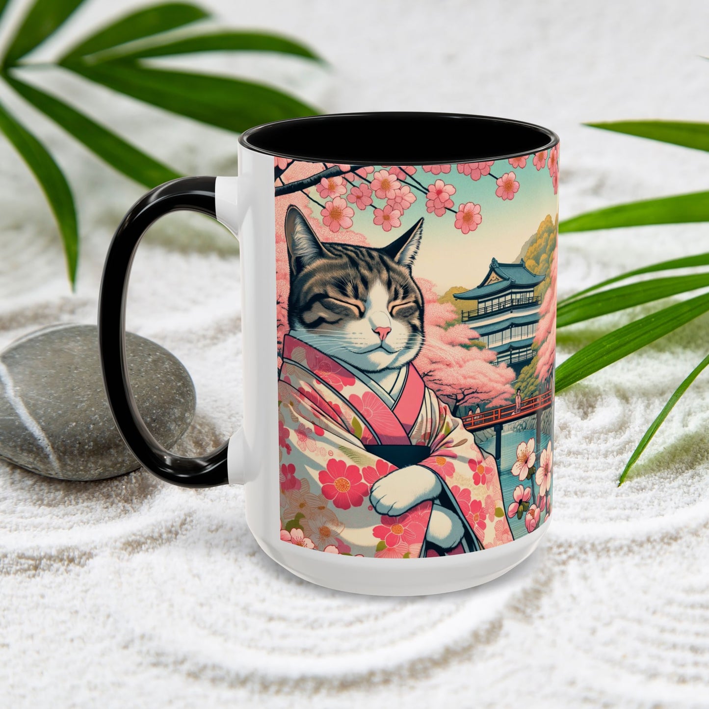 Sakura Kimono Cat Mug, 11-15oz