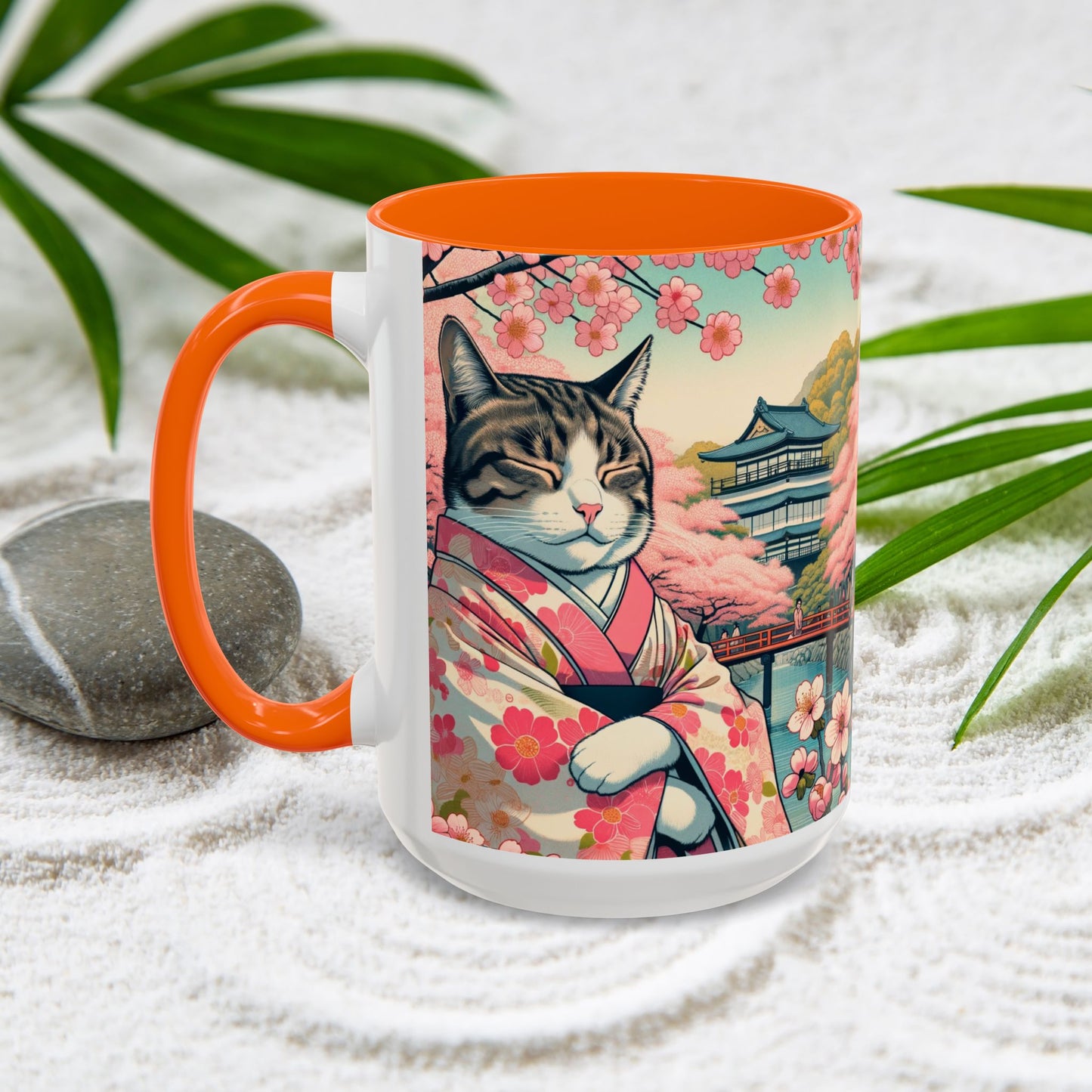 Sakura Kimono Cat Mug, 11-15oz