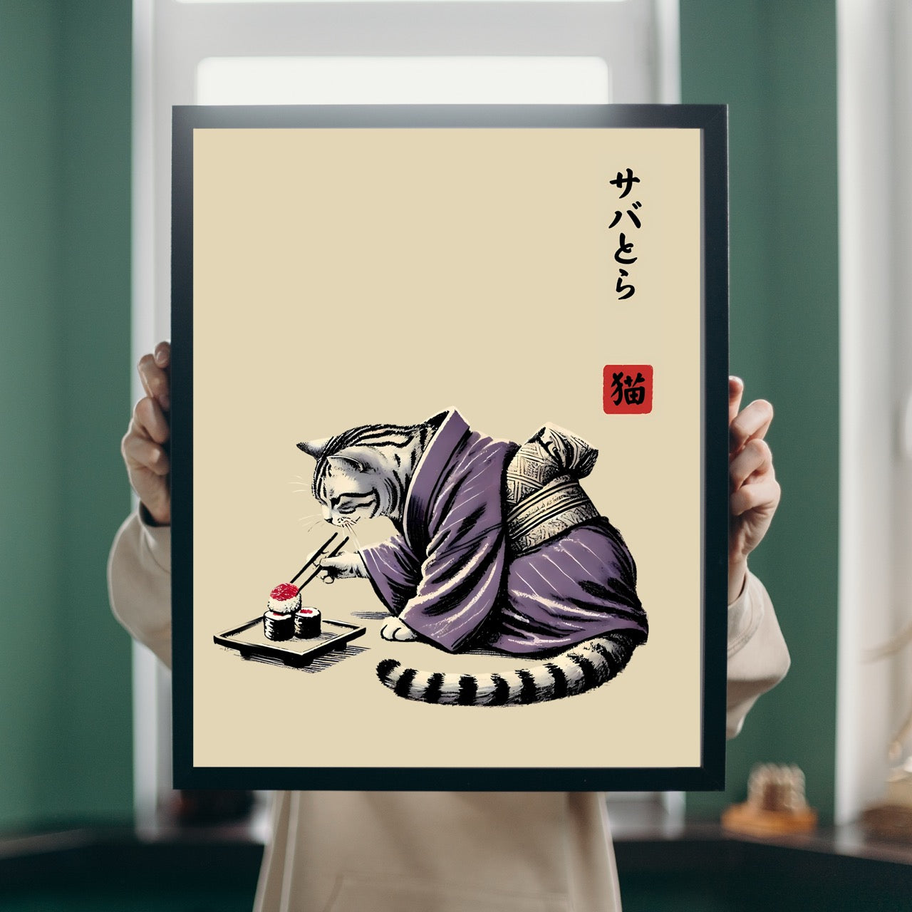 Kimonos Cats Eating Sushi - PRINTABLE Wall Art Bundle of 12