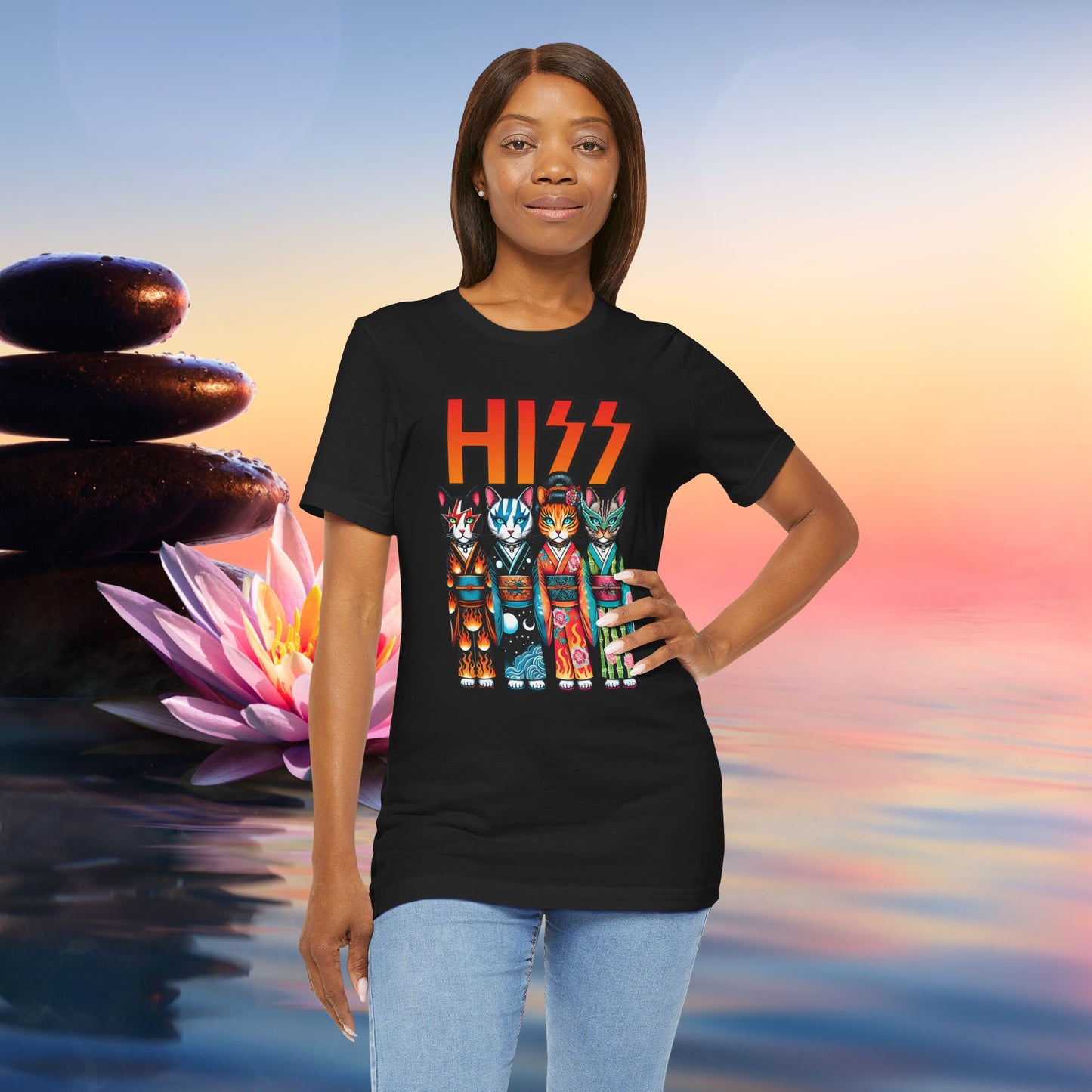 HISS Funny Kimono Cats - Unisex T-Shirt