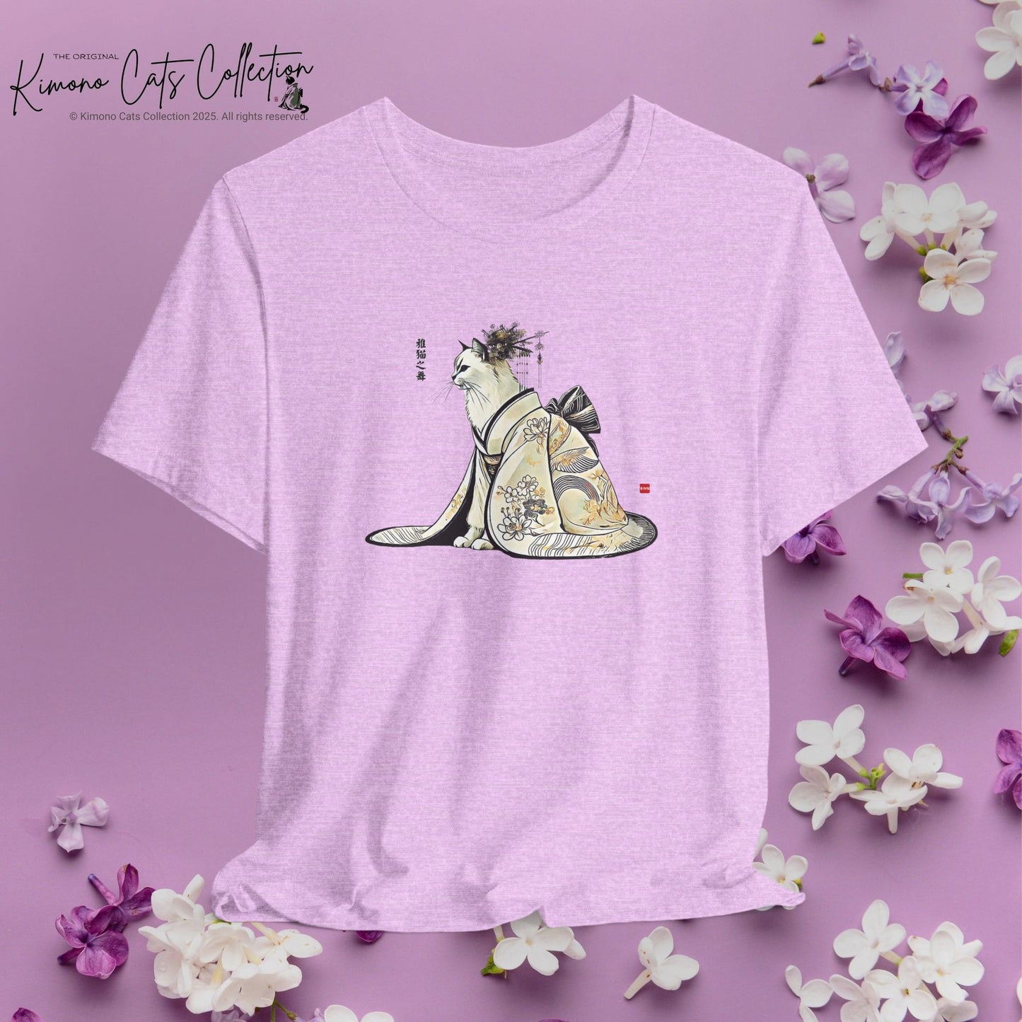 Dance of the Elegant Cat | Kimono Cat Art Tee