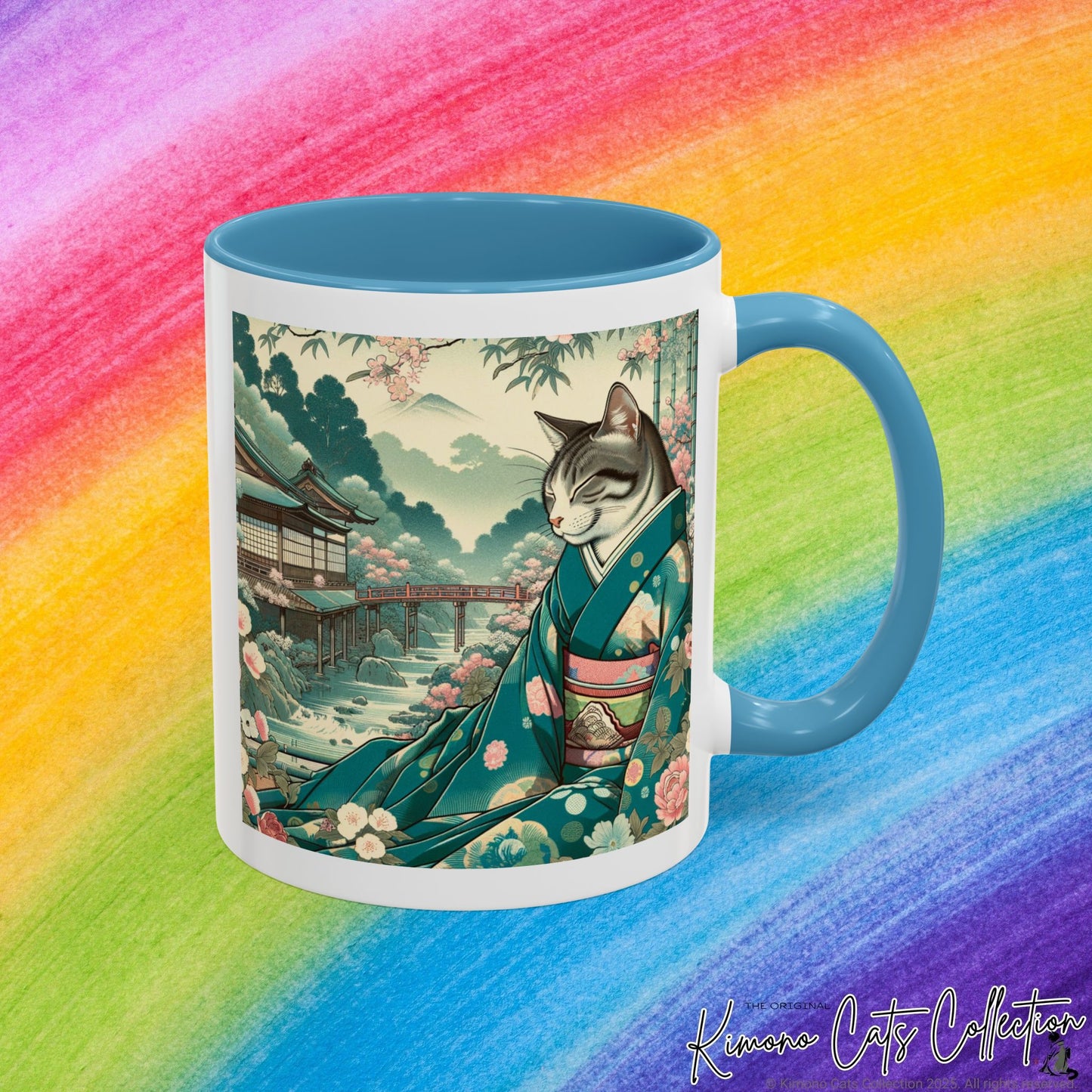 Cute Cat in Kimono - Ukiyo-e Coffee Mug, 11-15oz