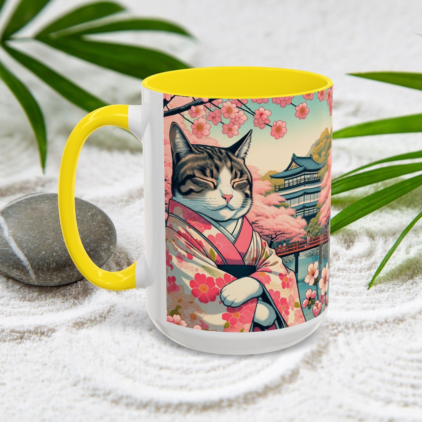 Sakura Kimono Cat Mug, 11-15oz