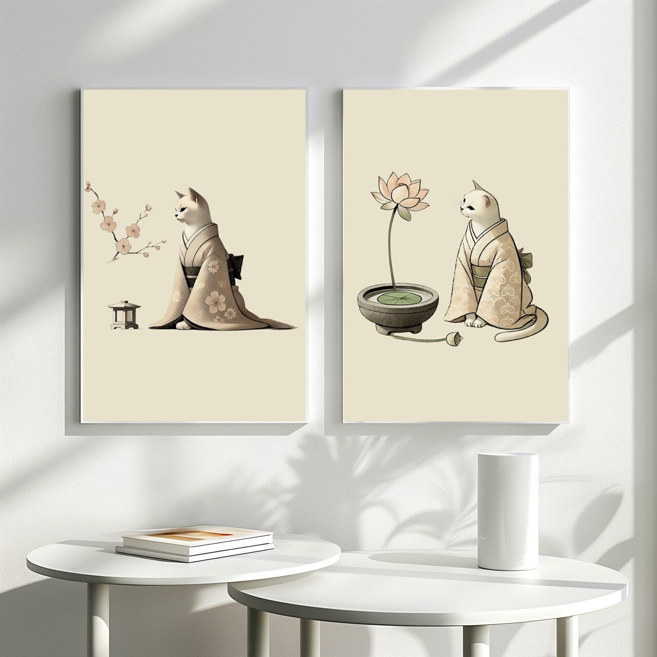 Kimono Cats DIGITAL Prints - PRINTABLE Wall Art Bundle of 12