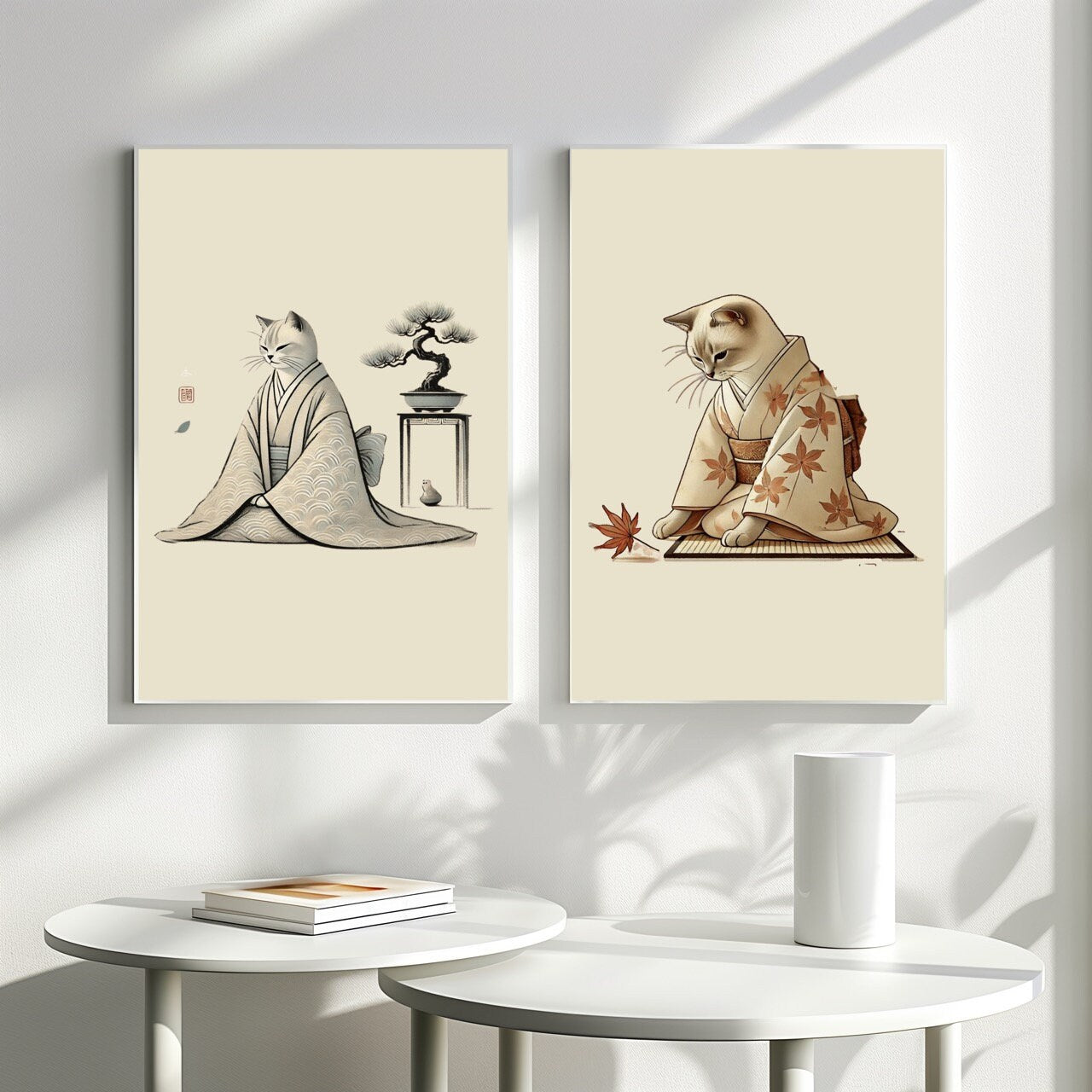 Kimono Cats DIGITAL Prints - PRINTABLE Wall Art Bundle of 12