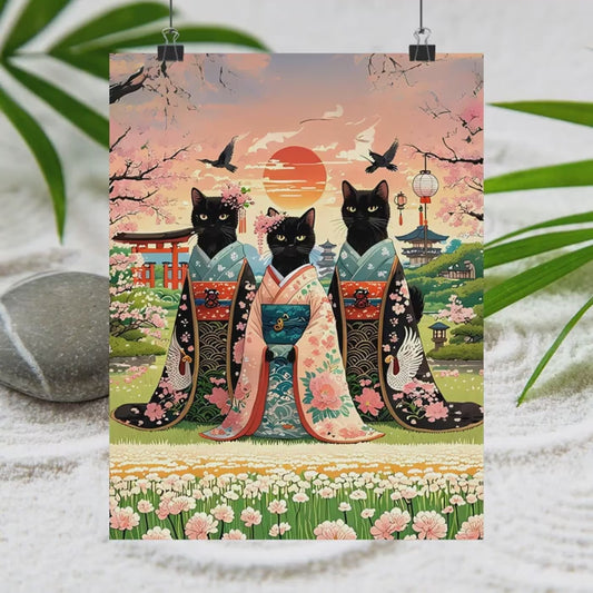 Cat Art Print - Ghibli Inspired Japanese Wall Art